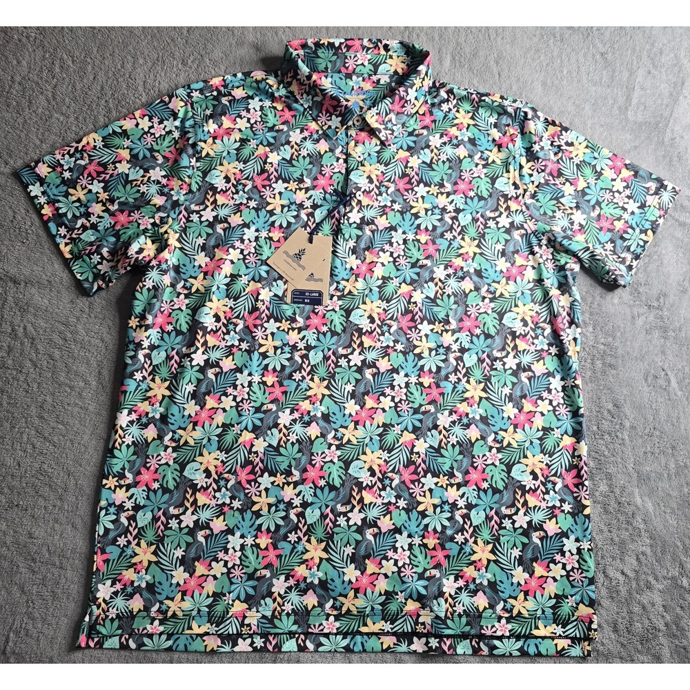 Chubbies Performance Polo 2.0 Shirt Mens 2XL Multicolor The Bloomerang Plants